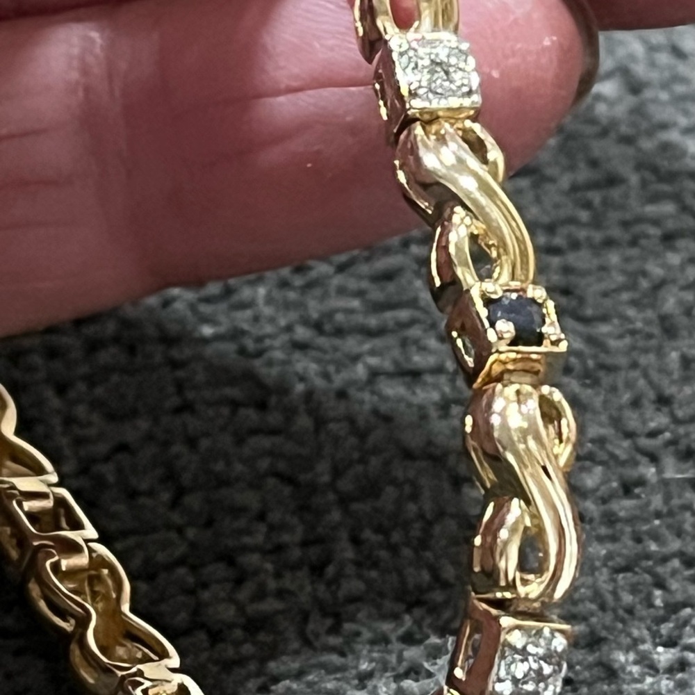 Gold Over 925 Silver Sapphire Bracelet